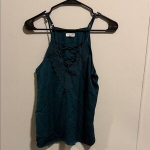 Love on a Hanger Teal Lace-Up Camisole